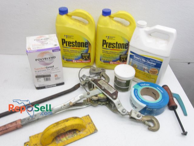 Lot 31-1451 - Anti Freeze, Grout, Tape, Come Along, etc.