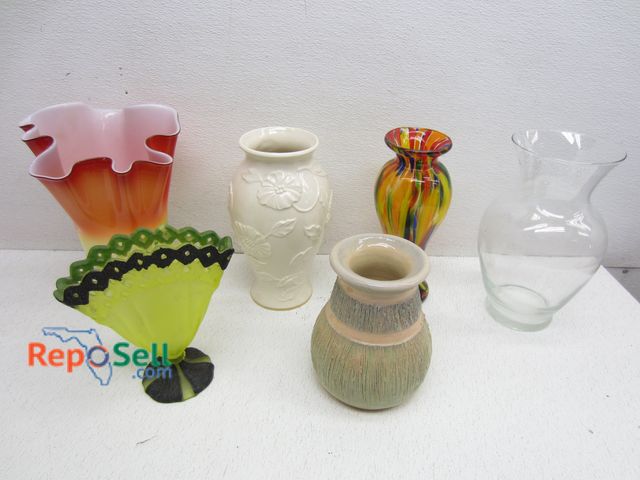 Lot 31-5400 - (6) Vase Decor Lot: Lenox, Clay, Glass, etc.