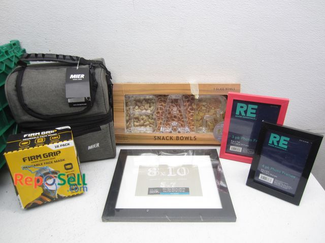 Lot 31-8420 - Estate Lot: Picture Frames (8-8x10, 5-5x7, 3-4x6), (3) Boxes of 16 Firm Grip Protective Face Masks, ...