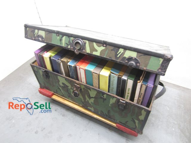 Lot 31-3442 - (27) Vintage LP Box Sets In Camo Storage Trunk 30"x16": Glenn Miller, Mood Music etc