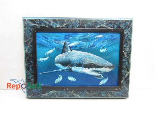 Lot 31-3409 - Framed Art by D. Van Deusen Great White and Mackerel - 20" x 26
