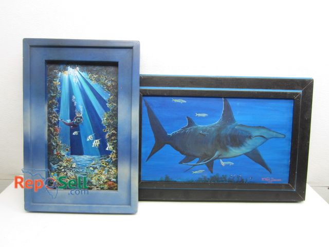 Lot 31-3412 - (2) Framed Art by D. Van Deusen - Hammerhead &amp; Scuba Diver