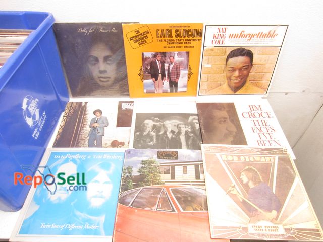 Lot 31-8555 - Approx (80) Vintage Vinyl Records: Rod Stewart, Billy Joel, Nat King Cole etc