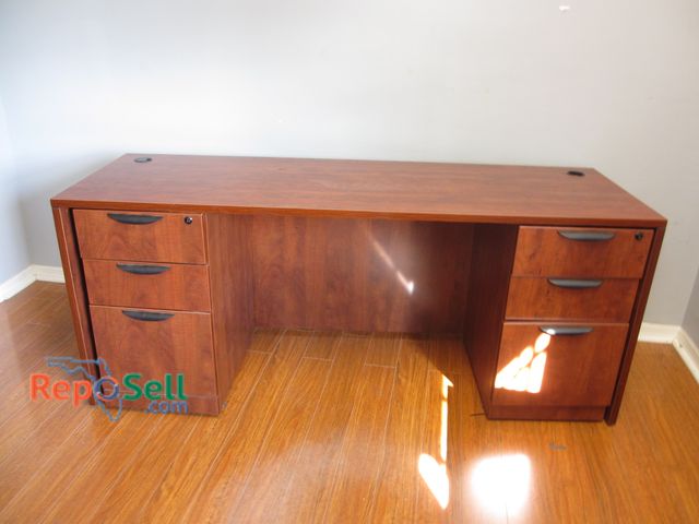 Lot 31-8150 - Wood Desk w/ (2) File Cabinet Drawers - 71"L