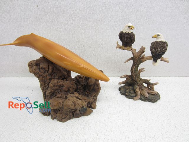 Lot 31-6360 - Lefton's Double Eagle and Wood Whale Decor