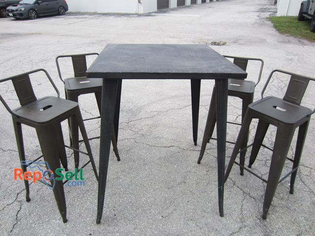 Lot 31-5380 - Metal Hi Top Table Brown/Copper With (4) Chairs - 41"H x 32 x 32