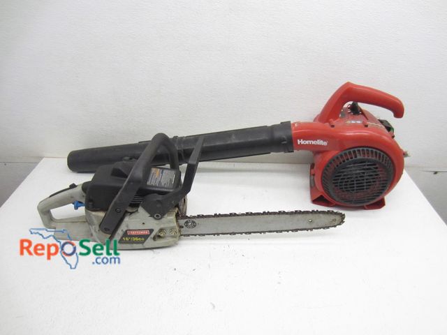 Lot 31-9226 - Homelite 26B blower &amp; Craftsman 16" chainsaw, both have compression
