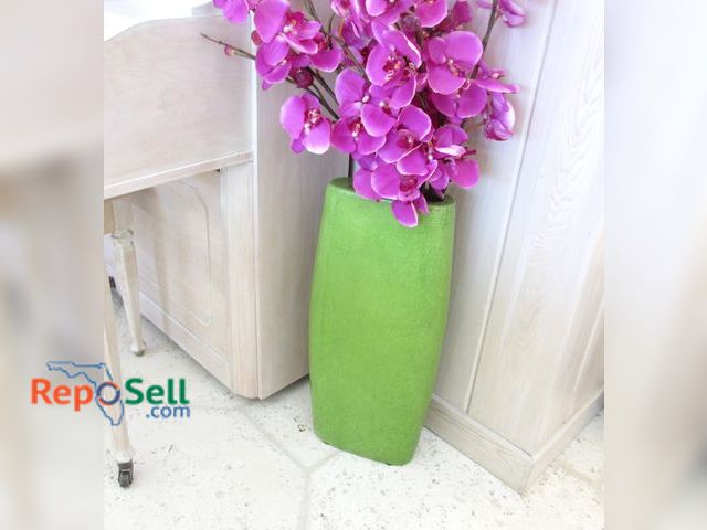 Lot 31-1080 - Large Green Ceramic Vase, 24"H, 11"W