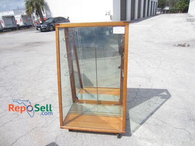 Lot 31-6493 - Vintage Display Case Wood &amp; Glass w/ 3 Glass Shelves - 34"x56"x24"