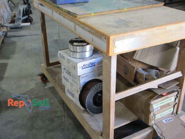 Lot 31-8345 - Large Wood Rolling Work Table 60"L x 30 x 40 -  Pick up on Thursday -NO Contents