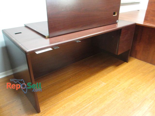 Lot 31-8154 - (2) Piece Wood Desk with (4) Drawers, Extension 71"L