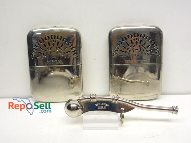 Lot 31-6329 - (2) Vintage chrome-plated Peacock pocket warmers made in Japan and Acme No. 12 Boatswains call whist...