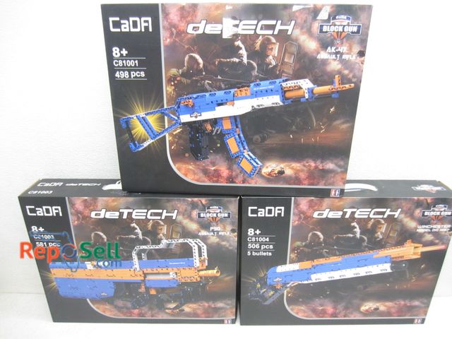 Lot 31-6359 - (3) Toy Block Gun Building Kits By CADA De TECH: Winchester, P90 And AK-47 - All Appear New