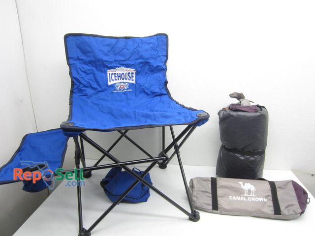 Lot 31-5293 - 4-Person Camping Tent &amp; a Folding Chair w/Side Table/Drink Holder
