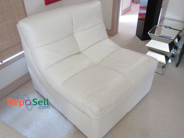 Lot 31-1219 - Chateau D'Ax White Leather Chair, 35W x 38D x 34H
