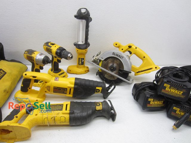 Lot 31-6297 - Tool Bag of DeWalt Power Tools (3 w/Chargers): Circ Saw, Reciprocating Saw, Impact Driver, etc.