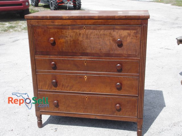 Lot 31-1103 - Vintage Heavy Wood Dresser/Desk 43"x45.5"x26"