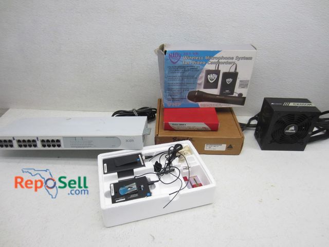 Lot 31-9316 - Electronics lot: Routers, Corsair fan, Microphone System, etc.