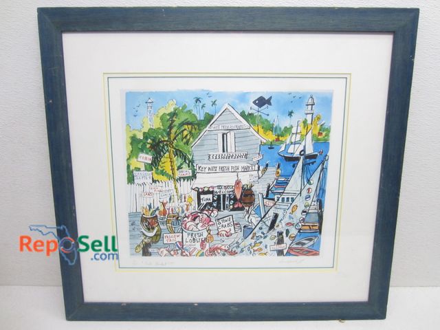 Lot 31-9360 - Framed Key West Fish Market by Sanford 1/30 - 25" x 23"