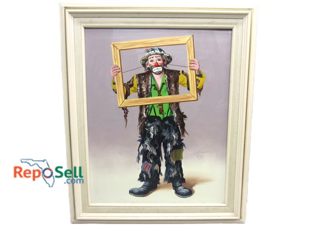 Lot 31-5136 - Framed Emmett Kelley Clown Enhanced Art by Donald "Rusty" Rust 4/100 24.5"x20.5"