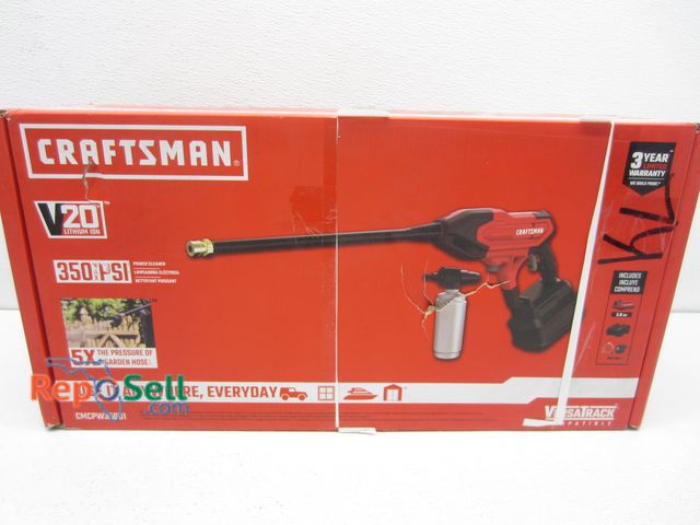 Lot 31-3158 - Craftsman 350PSI Power Cleaner w/2.0AH Battery &amp; Charger #CMCPW350D1