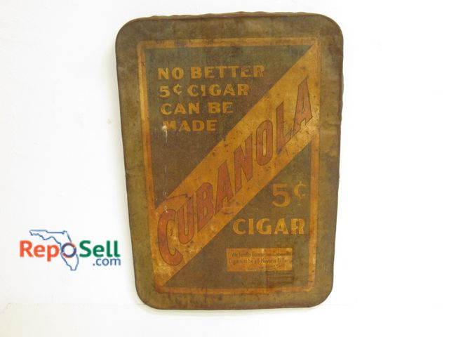 Lot 31-1138 - Cubanola Cigar 5 cent  Metal Sign 26" x 18"