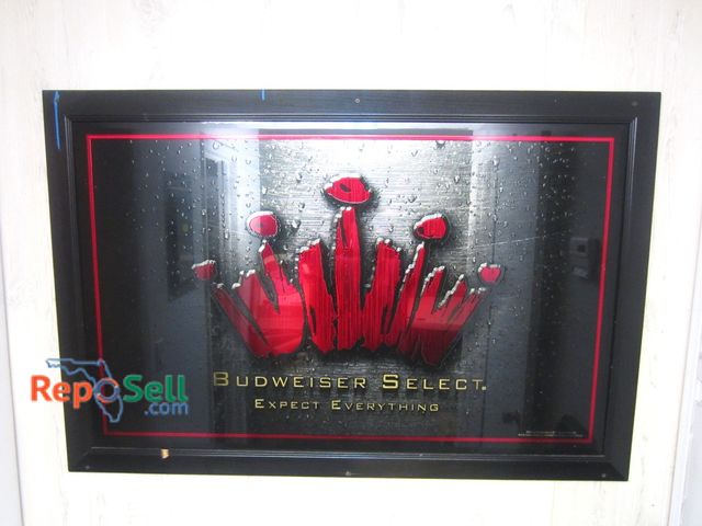 Lot 31-2125 - Picture Framed Budweiser Select Art 64" x 33 - Bring Tools Screwed to wall