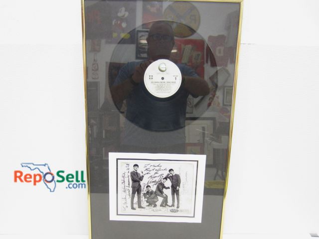 Lot 31-1150 - Beatles Framed Signed Print w/ LP Record; 16" x 28"'; No COA