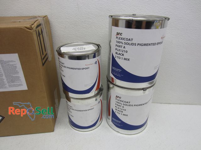Lot 31-7341 - (4) Kits of Black Plexi Coat 100% Solids Pigmented Epoxy #PLX1210 -(2) Part A Cans And (2) Part B Ca...