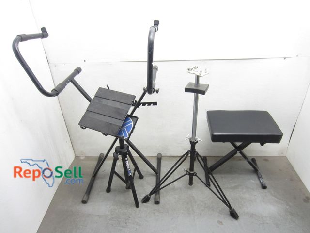 Lot 31-6249 - Double Conga Stand, Folding Piano Stool, Folding Double Keyboard Stand