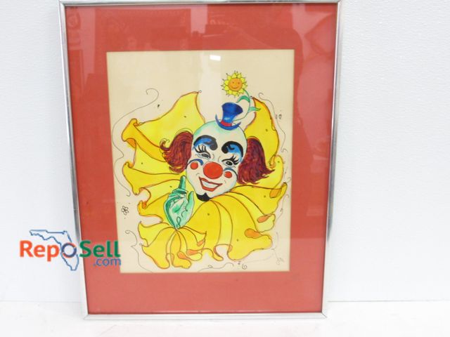 Lot 31-1189 - Framed Original Jiri Clown Painting; Signed; 17" x 20"; No COA