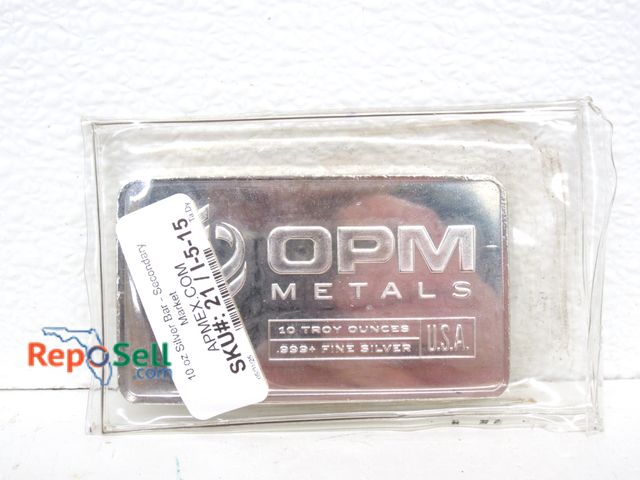 Lot 31-5039 - 10 Troy oz  .999 Silver Bar Sold by Ampex OPM Metals