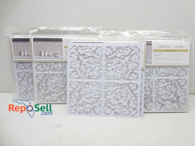 Lot 31-9047 - (22) Allen &amp; Roth peel &amp; stick embossed backsplash tile, ea. 10" x 10" shelf pull