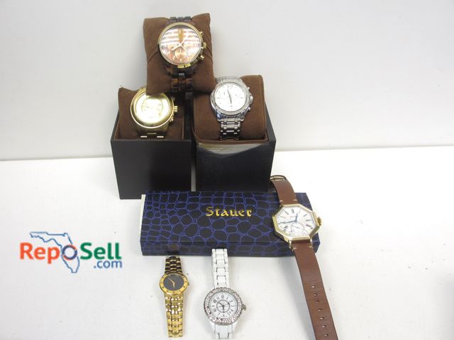 Lot 31-5013 - Watch Lot (not running): (3) Michael Kors, Stauer w/Box, Paperwork, etc.