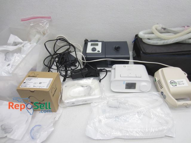 Reposell.com - Lot 31-3152 - (3) C Pap Machines (power on) and Supplies