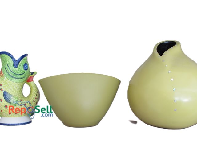 Lot 31-1027 - (3) Vases - Fish Vase, (1) Made in Italy For Veitri, etc.