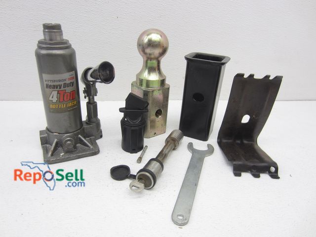 Lot 31-1301 - 2" Receiver &amp; Ball, Trailer Light Hookup, Locking Pin w/Key, Heavy Duty 4-Ton Bottle Jack, etc.