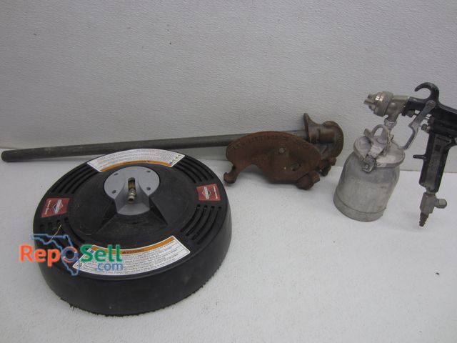 Lot 31-6063 - Tool Lot: Pressure Cleaner Floor Attachment, BINKS Paint Spray Gun #7, Conduit Benders