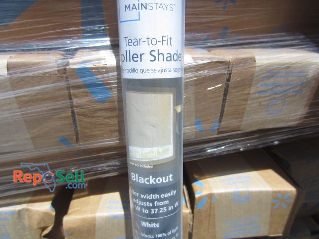 Lot 31-3151 - (96) Black Out Tear-To-Fit Roller Shades - White, 25"W to 37.25"W