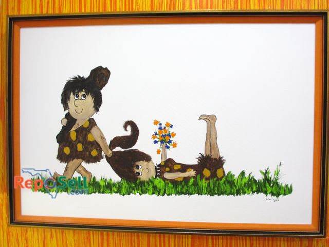 Lot 31-1361 - Framed Original Art on Canvas - Caveman by Vicki Lynn, 24"x36" (#26)