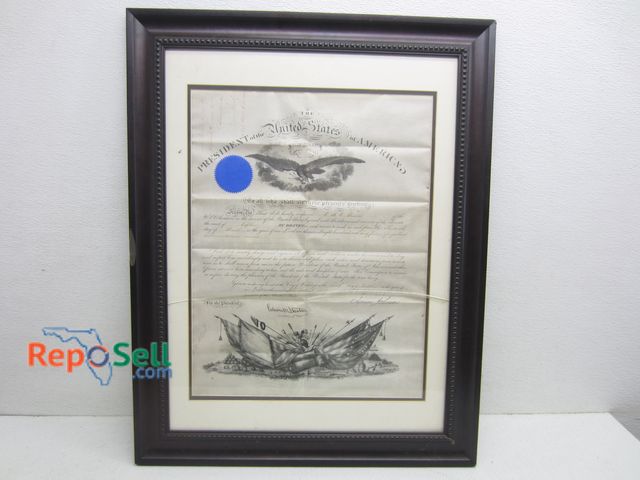 Lot 31-8198 - 1866 Framed Signed President Jackson Military Appointment , 22x28", - No COA