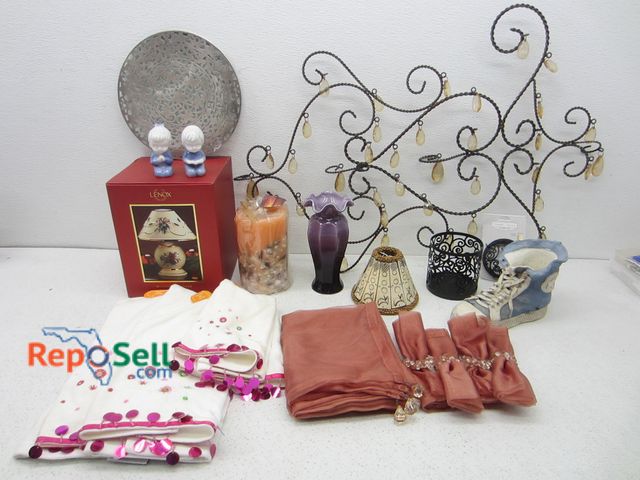 Lot 31-2553 - Estate Lot; Some New; Lenox Tealight Lamp; Candles, Vase, Cast Shoe, Etc.
