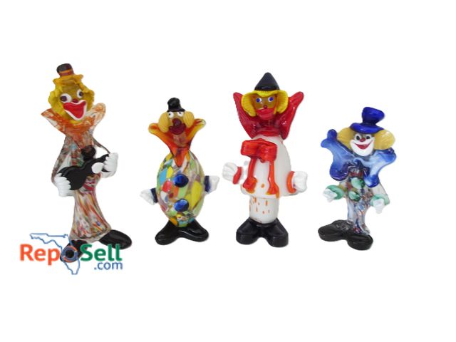 Lot 31-1153 - (4) Glass Blown Clown Figures 9" H