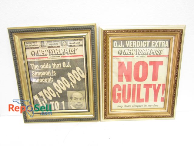 Lot 31-1156 - (2) Framed OJ Simpson Trial;  New York Post Newspaper Front Pages; 18" x 13"