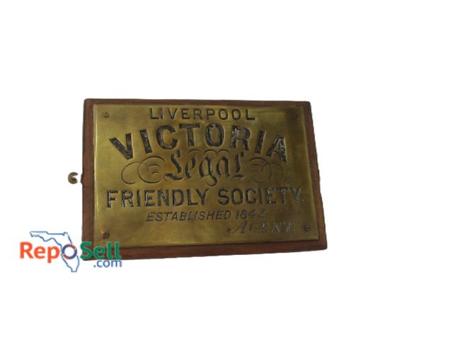 Lot 31-1362 - Wood/Metal Victoria Liverpool Plaque - Screwed to wall