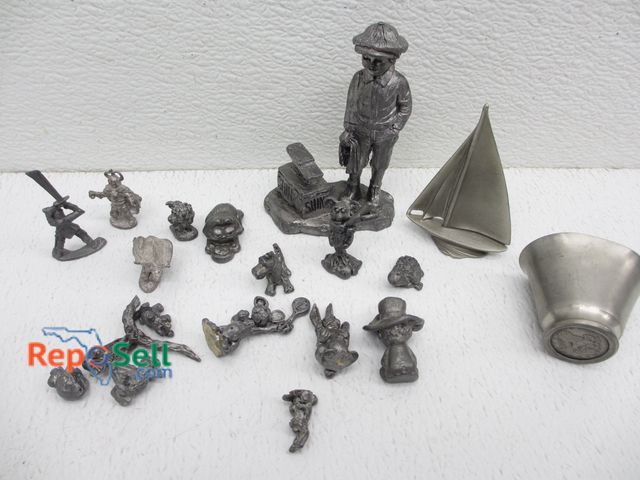 Lot 31-3246 - (19) Pewter 1970-80's Figures, Coin Cup