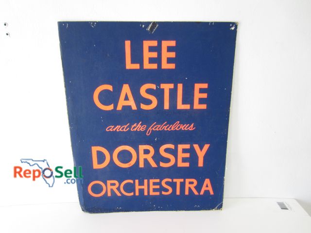 Lot 31-1016 - Cardboard Ad for Lee Castle &amp; Dorsey Orchestra - 19 x 24"