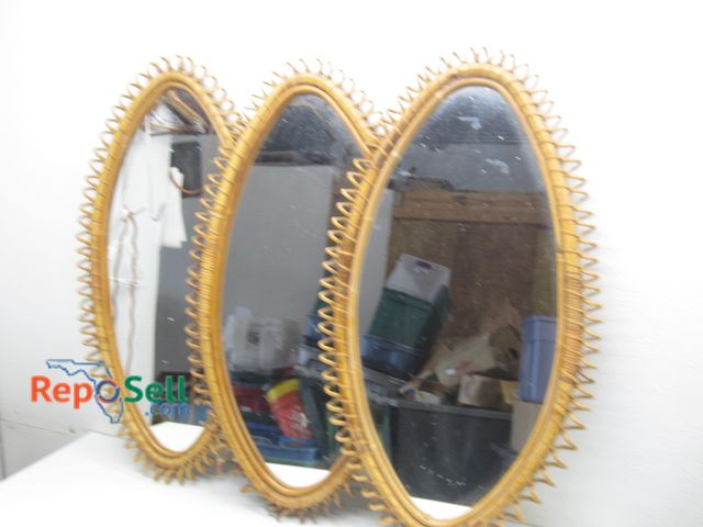 Lot 31-5010 - (3) Wood/Wicker Oval Shaped Mirrors