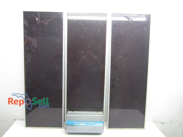 Lot 31-3537 - (3) Solar Panels 36.5"x12.5" With Grid Tie Micro 1000 Watt Inverter