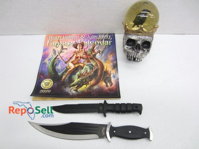 Lot 31-9037 - (2) Frost Knives, (1) Raven Skull Globe, (1) Fantasy Calendar 2020